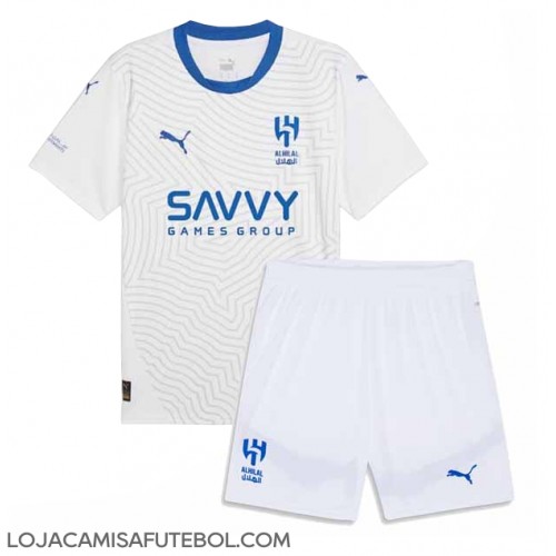 Camisa de Futebol Al-Hilal Equipamento Secundário Infantil 2024-25 Manga Curta (+ Calças curtas)